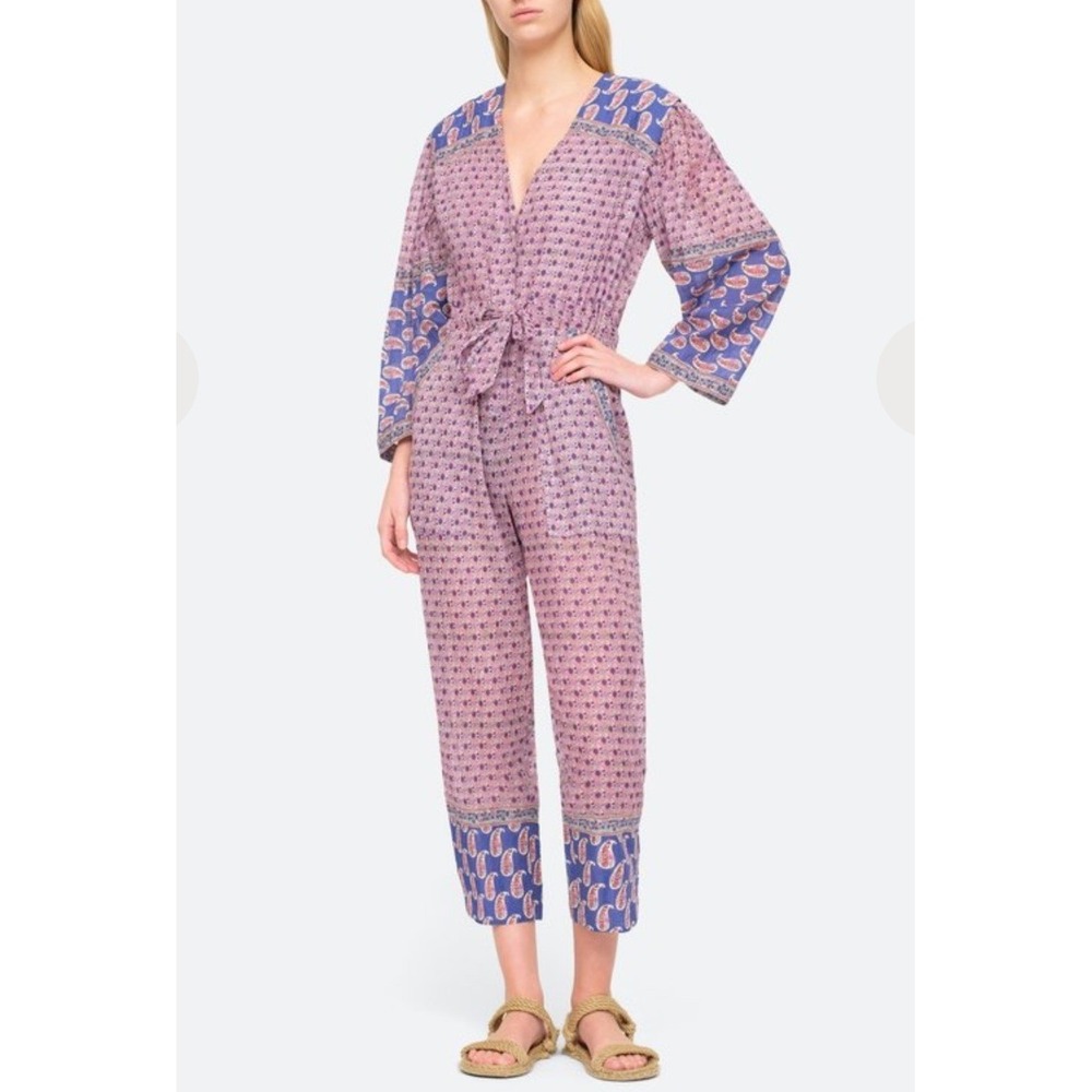 Sea New York Bianca Jumpsuit Violet Mixed Floral Paisley Print Size 0 *FLAW*